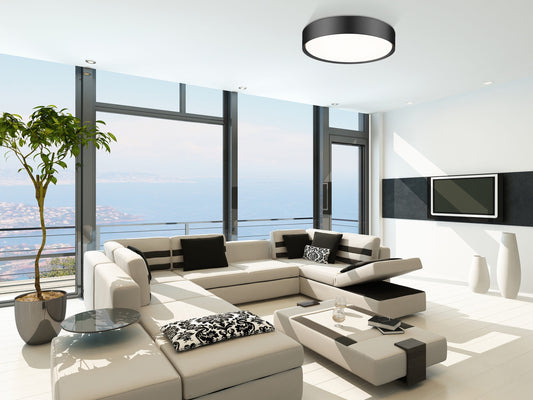 Z-Lite Kawan 1 -Light 20-in Matte Black Integrated LED Flush Mount Light