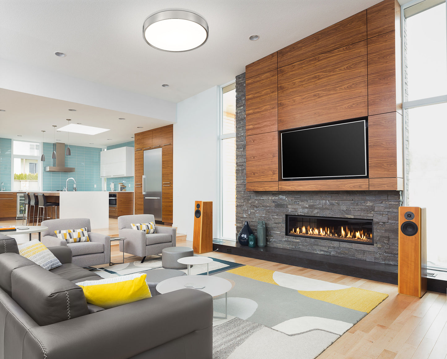 Z-Lite Kawan 1 -Light 20-in Brushed Nickel Integrated LED Flush Mount Light