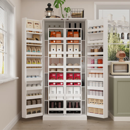 FUFU&GAGA Contemporary/Modern White Pantry with Wine Storage