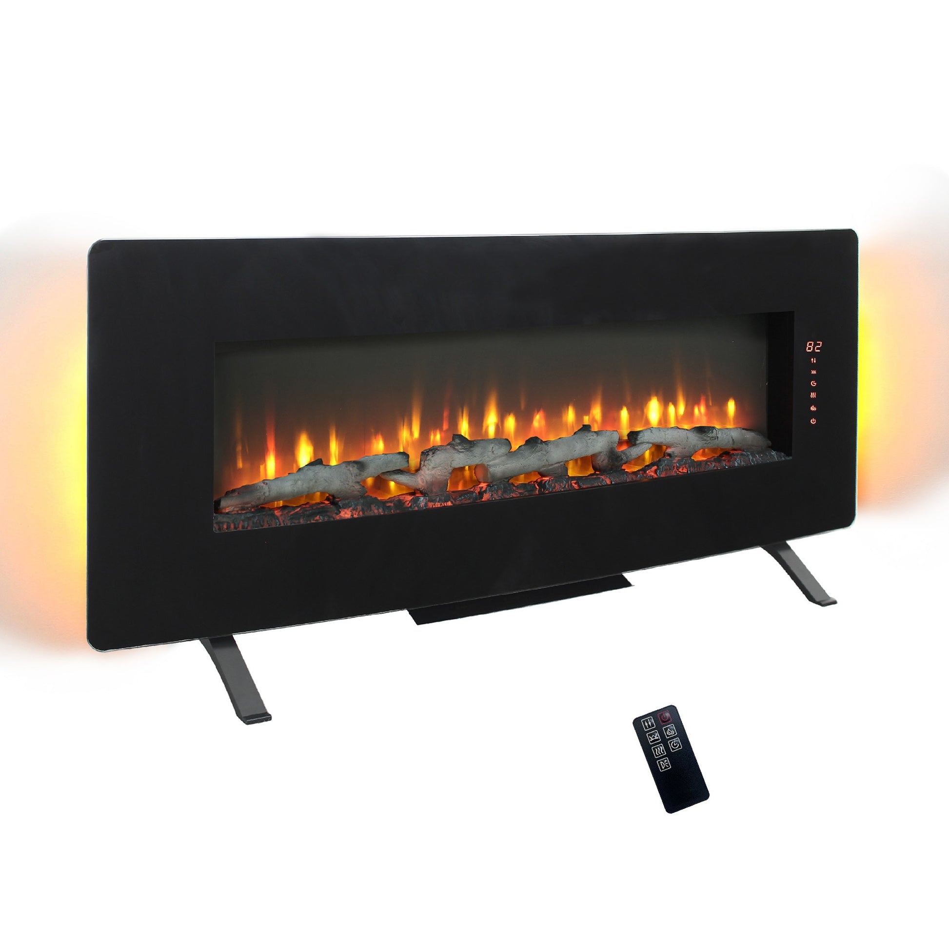 SINOFURN 48-in W Black Free standing Fan-forced Corner or flat wall with Remote Control Included