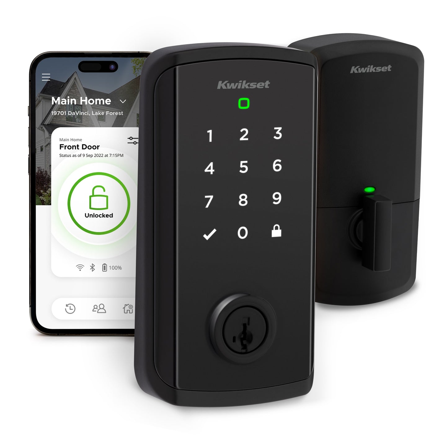 Kwikset Halo Select Wi-Fi + Matter Smart Home Compatible Matte Black Smart Wi-Fi and Bluetooth Touchscreen Keypad Electronic Deadbolt Lock ft. SmartKey Security