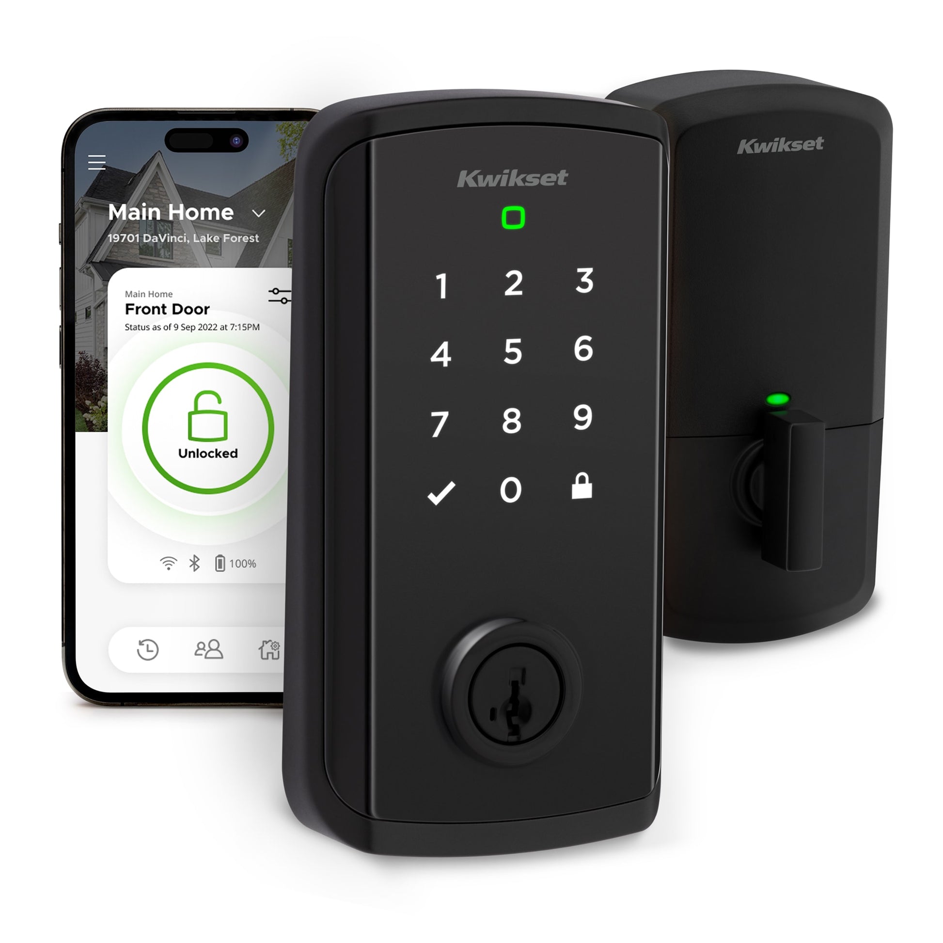 Kwikset Halo Select Wi-Fi + Matter Smart Home Compatible Matte Black Smart Wi-Fi and Bluetooth Touchscreen Keypad Electronic Deadbolt Lock ft. SmartKey Security