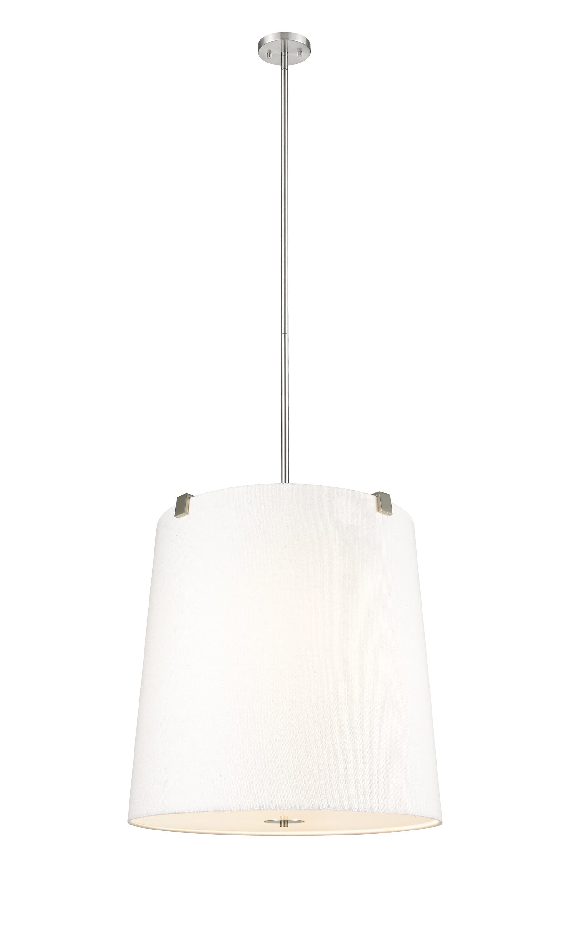 Z-Lite Weston 6 -Light Brushed Nickel Transitional Fabric Cylinder Large Indoor Hanging Pendant Light
