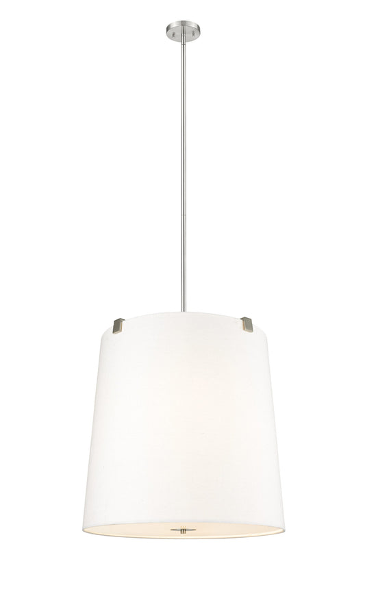 Z-Lite Weston 6 -Light Brushed Nickel Transitional Fabric Cylinder Large Indoor Hanging Pendant Light