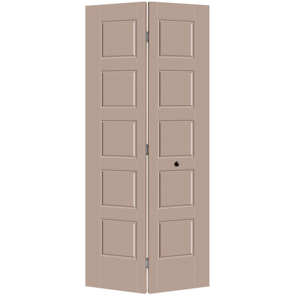 Masonite Riverside 36-in x 80-in Sandpiper 5-panel Smooth Hollow core Prefinished Molded composite Closet Bifold Door ( Hardware Included )