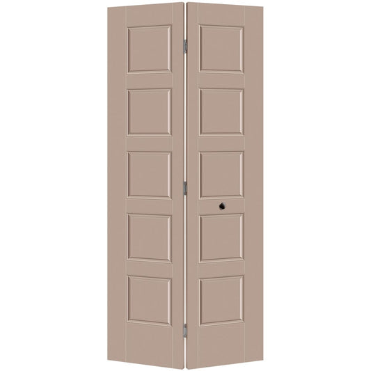 Masonite Riverside 36-in x 80-in Sandpiper 5-panel Smooth Hollow core Prefinished Molded composite Closet Bifold Door ( Hardware Included )