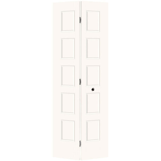 Masonite Riverside 30-in x 80-in Snowstorm 5-panel Smooth Hollow core Prefinished Molded composite Closet Bifold Door ( Hardware Included )