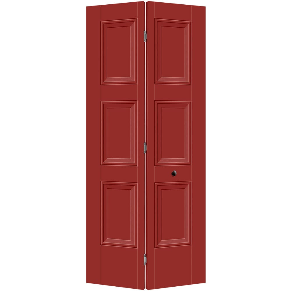 Masonite Livingston 36-in x 80-in Barn Red 3-panel Smooth Hollow core Prefinished Molded composite Closet Bifold Door ( Hardware Included )