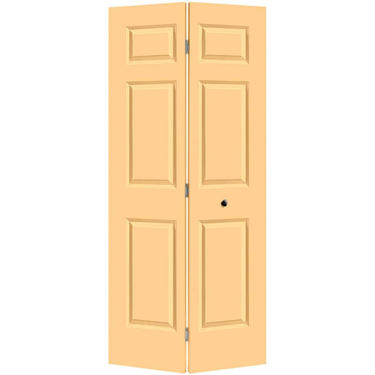 Masonite Traditional 36-in x 80-in Marigold 6-panel Smooth Hollow core Prefinished Molded composite Closet Bifold Door