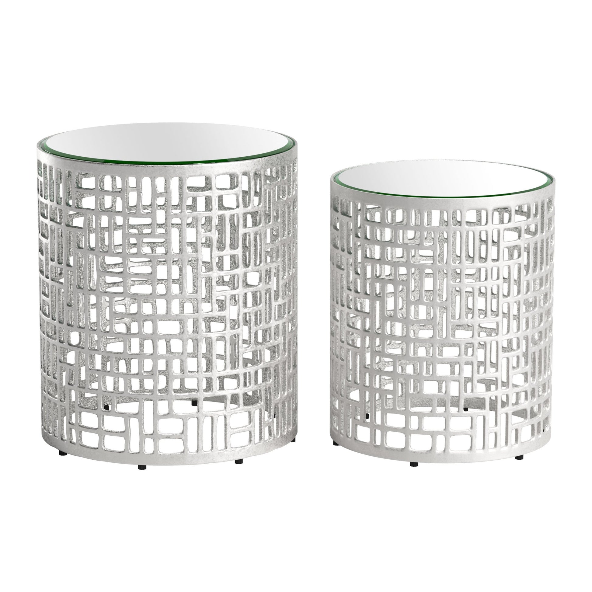 ZUO 17.3-in W x 20.1-in H Silver Glass Round Modern End Table