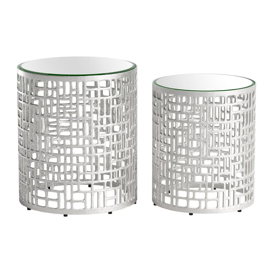 ZUO 17.3-in W x 20.1-in H Silver Glass Round Modern End Table