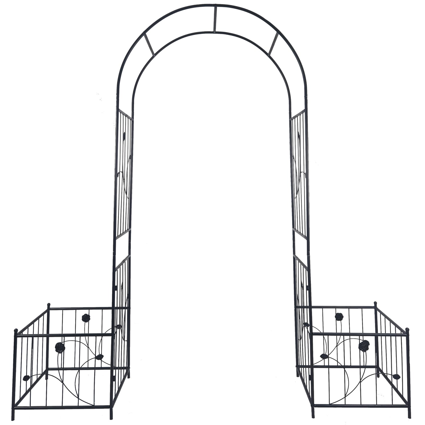 ToolCat 79.5-in W x 86.6-in H Black Iron Rose Garden Trellis For Climbing Plants For Cucumbers For Roses