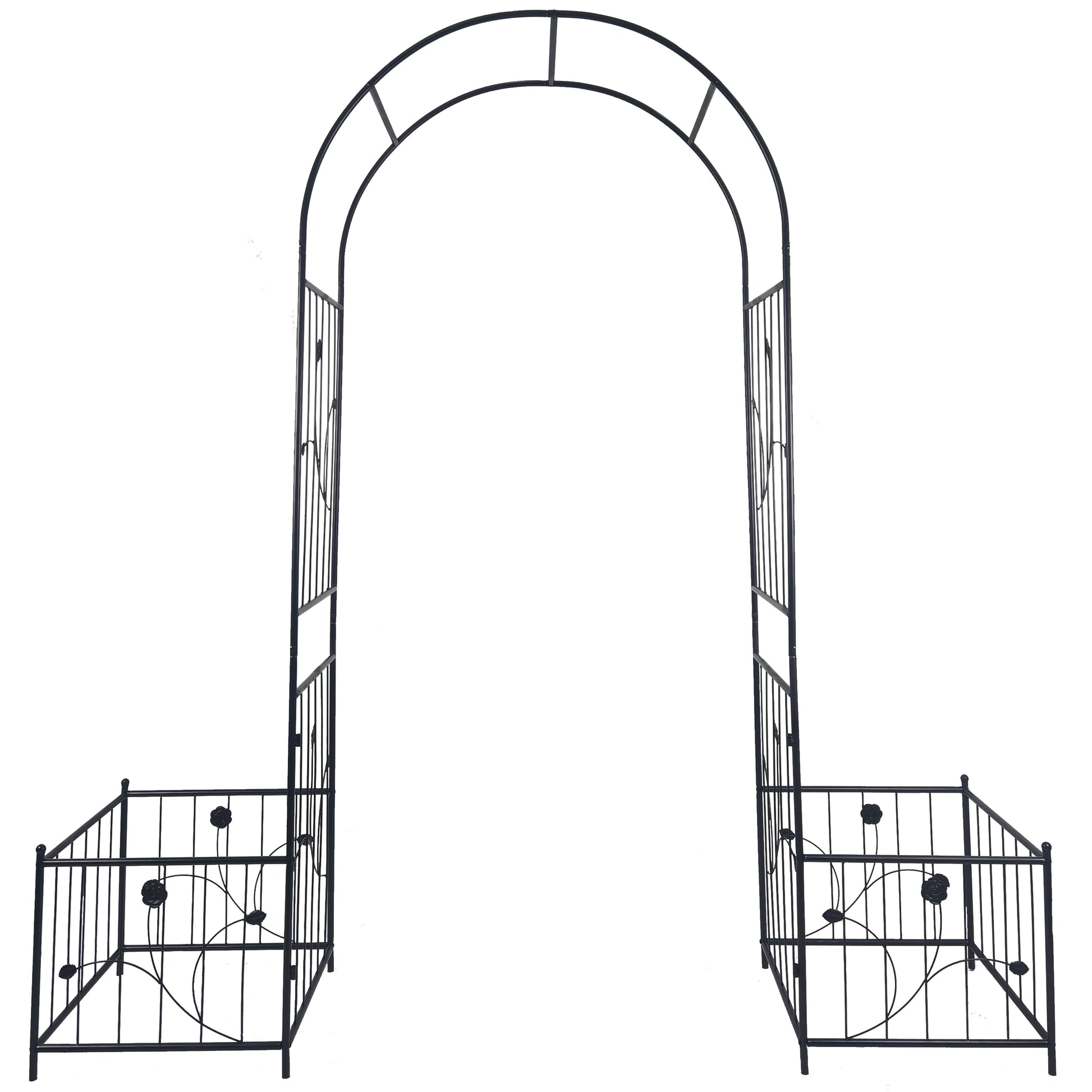 ToolCat 79.5-in W x 86.6-in H Black Iron Rose Garden Trellis For Climbing Plants For Cucumbers For Roses