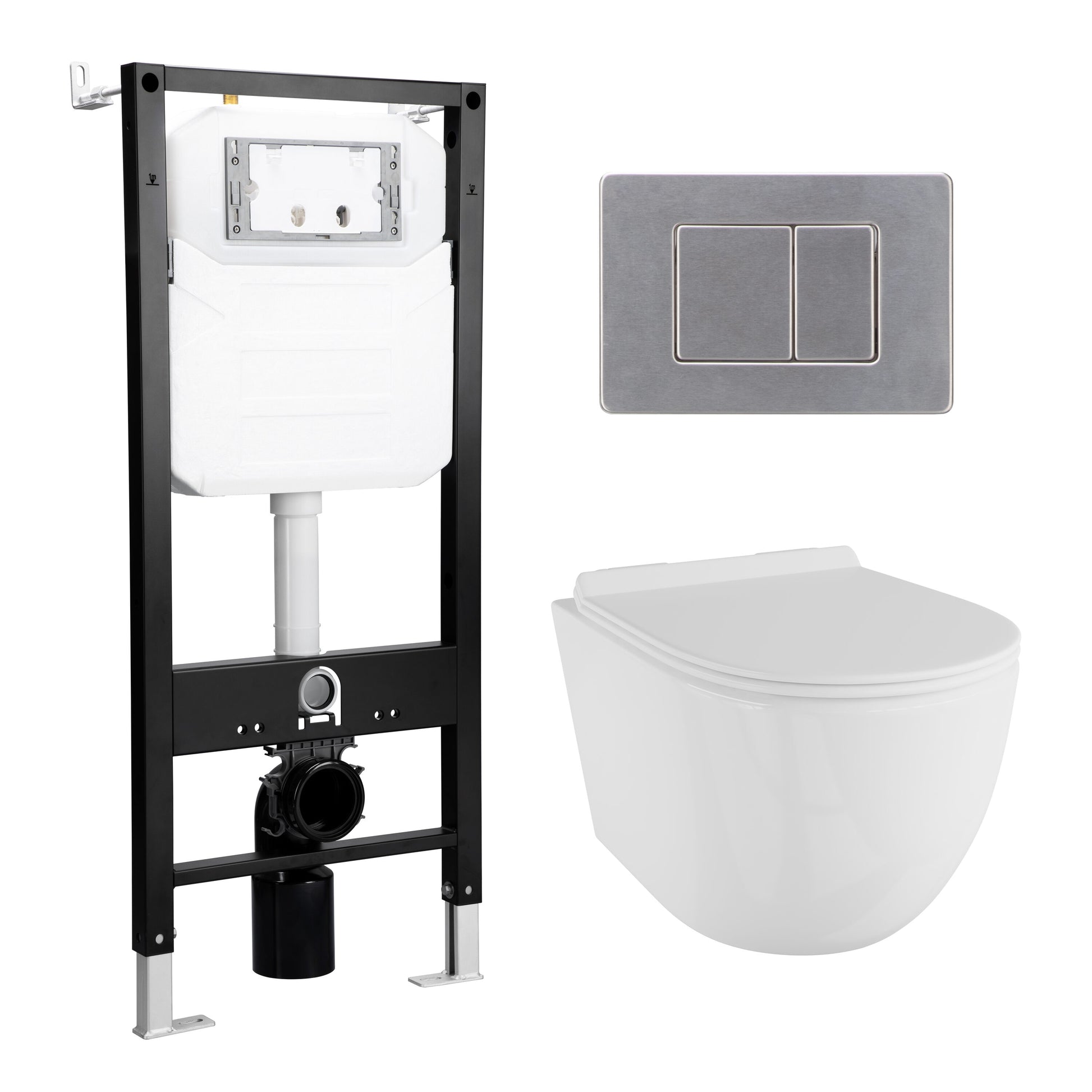 Eridanus Hampton Crisp White Elongated Custom height Wall-hung Rough-In 1.6 GPF Dual Flush Soft Close 1-piece Toilet