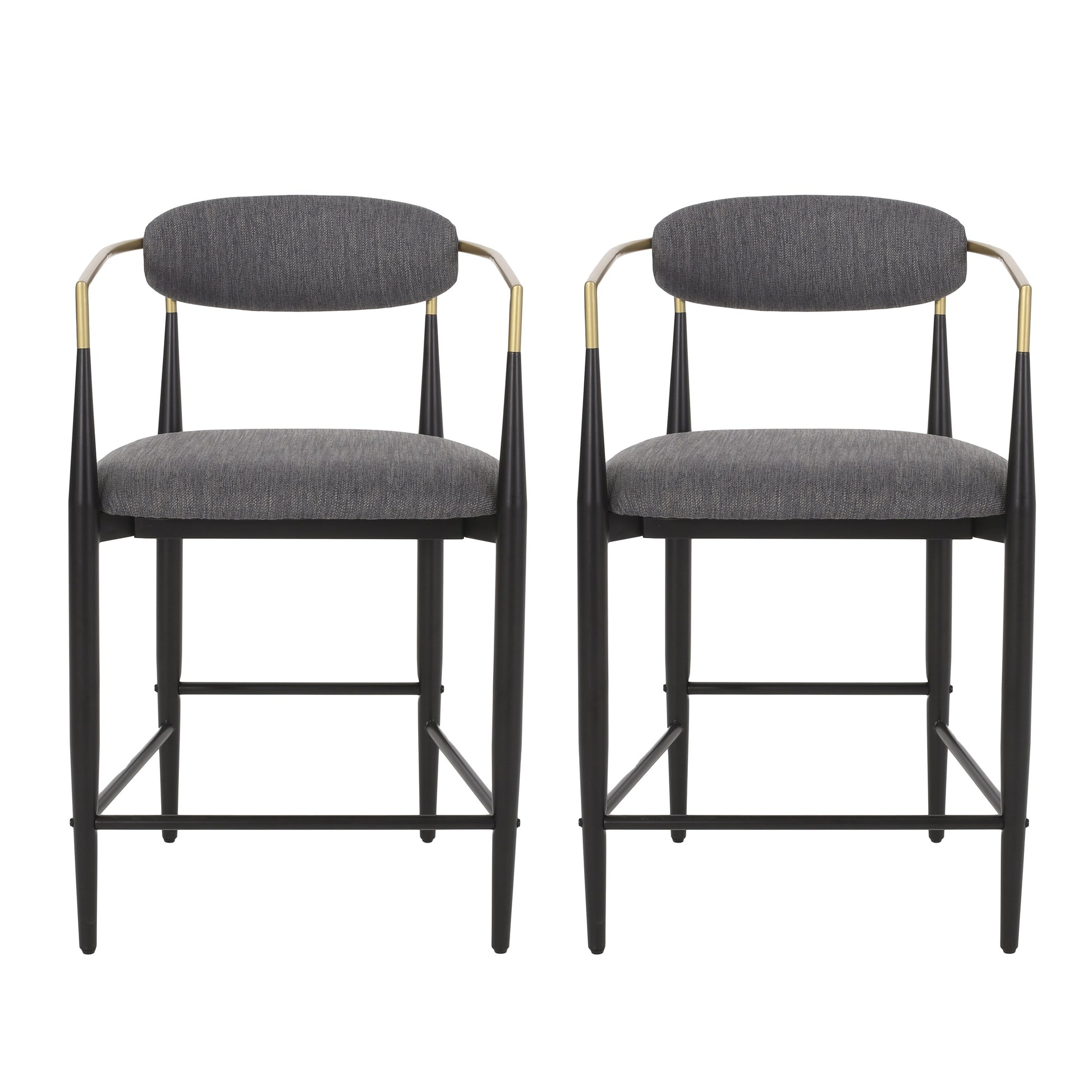 Best Selling Home Decor Gray 25.0-in H Counter height Upholstered Metal Bar Stool 2 -Pack
