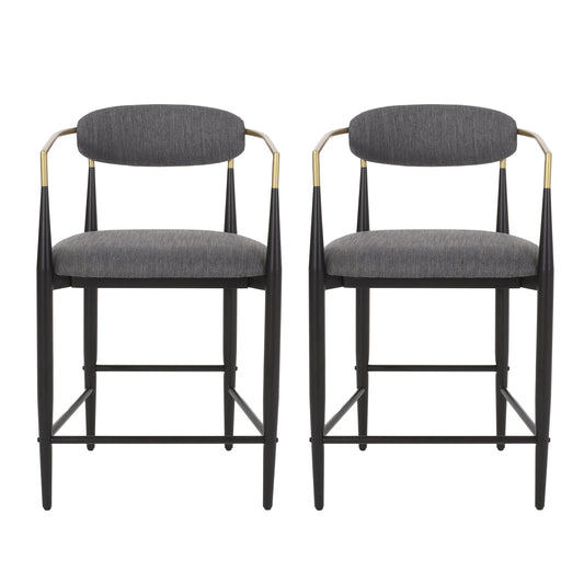 Best Selling Home Decor Gray 25.0-in H Counter height Upholstered Metal Bar Stool 2 -Pack