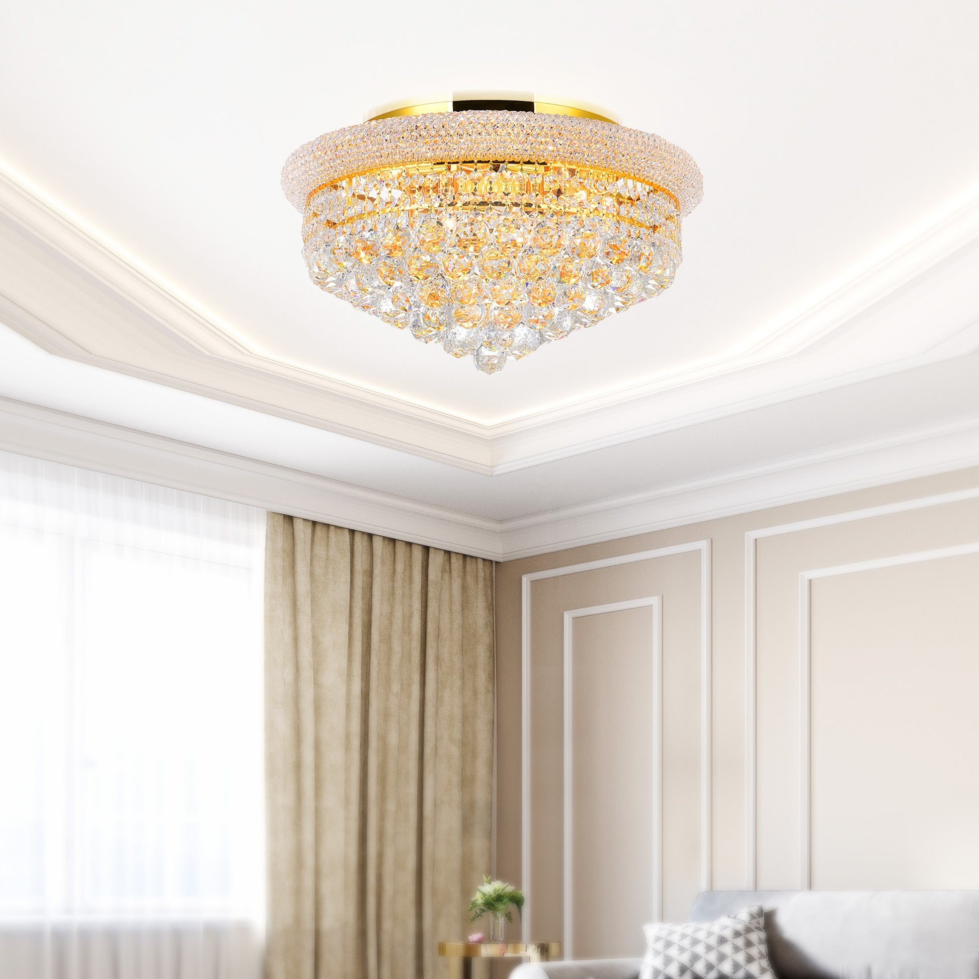 CWI Lighting Empire 8 -Light 20.0-in Gold Flush Mount Light