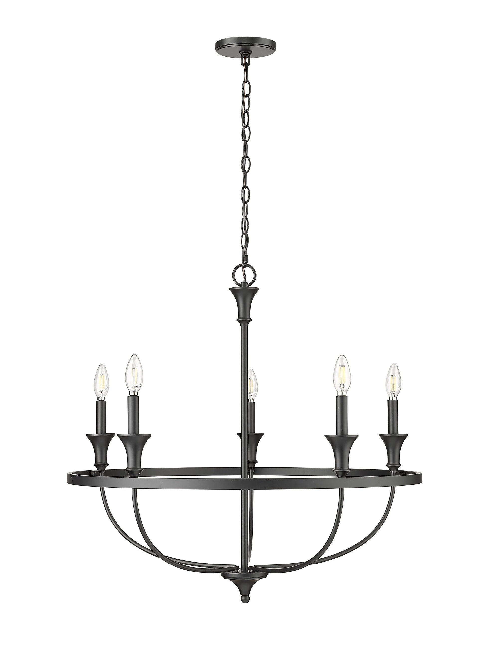 Millennium Lighting Emery 5 -Light Matte Black Metal Chandelier