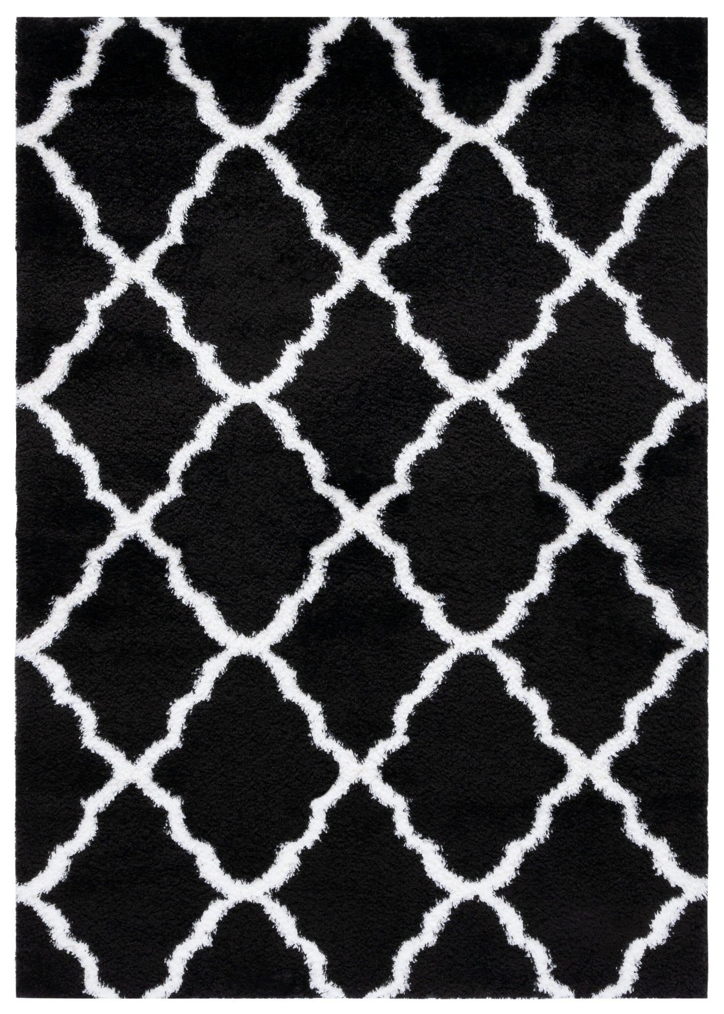 Safavieh 9 x 12 (ft) Loomed Polypropylene Black/White Rectangular Indoor Trellis Mid-Century Modern Professionally Clean Only Area rug