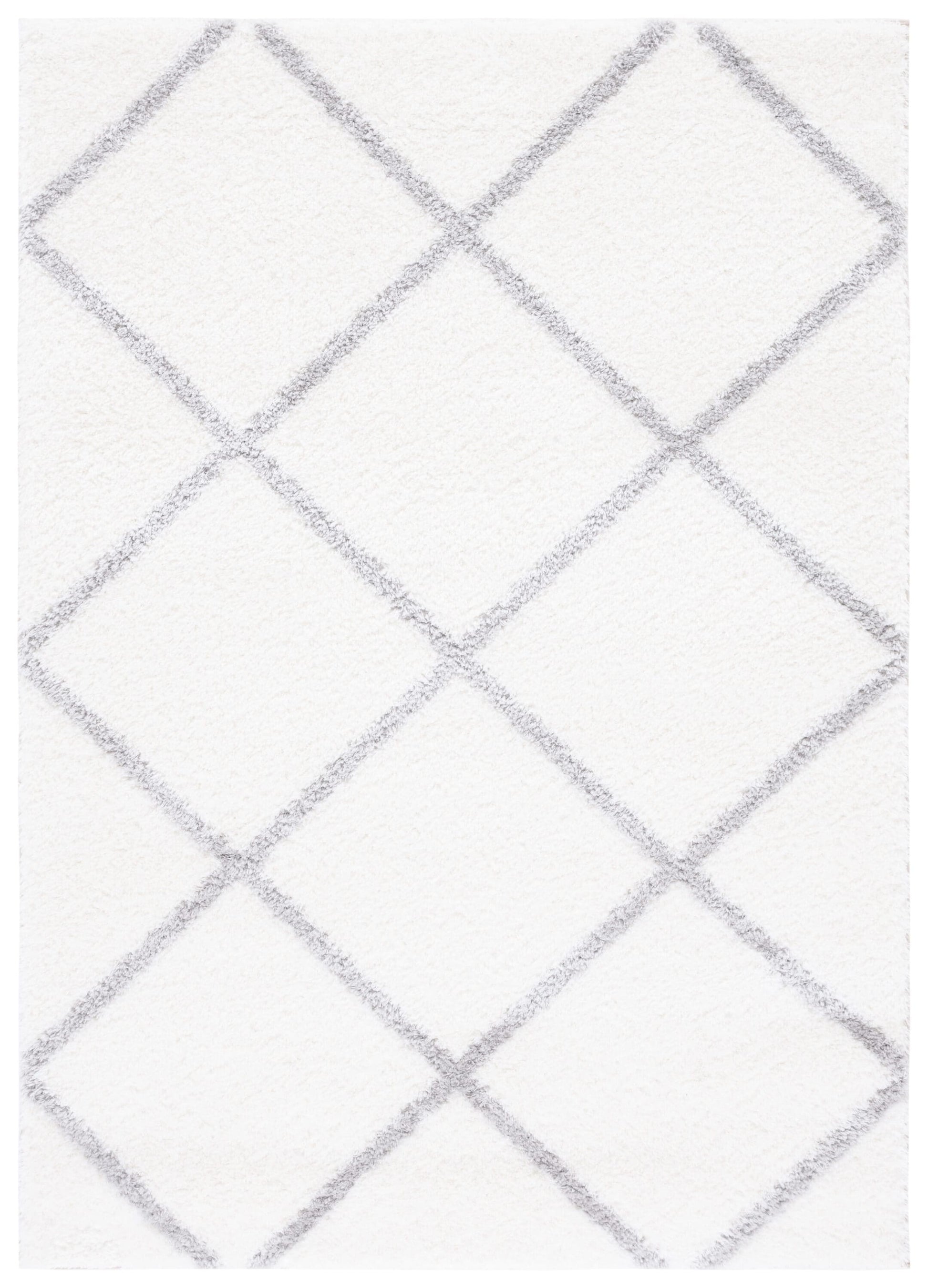 Safavieh 9 x 12 (ft) Loomed Polypropylene White/Gray Rectangular Indoor Trellis Mid-Century Modern Professionally Clean Only Area rug