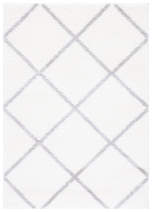 Safavieh 9 x 12 (ft) Loomed Polypropylene White/Gray Rectangular Indoor Trellis Mid-Century Modern Professionally Clean Only Area rug