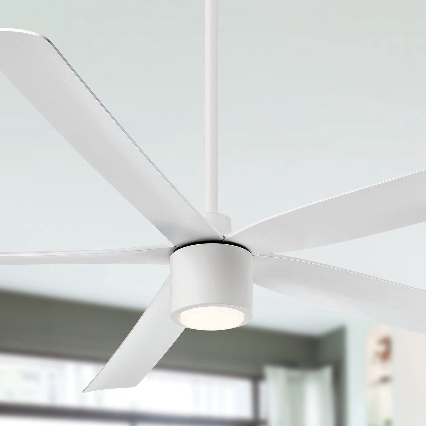 Arranmore Lighting & Fans RAVIAN 72-in Matte White with Matte White Blades Integrated LED Covered Outdoor Ceiling Fan With Light and Remote Included 5 -Blade