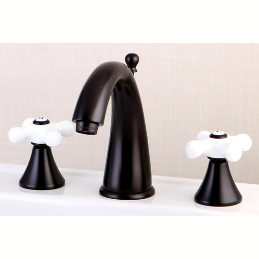 Elements of Design Oil-rubbed bronze Widespread 2-handle Mid-arc Residential Handle Bathroom Sink Faucet with Drain