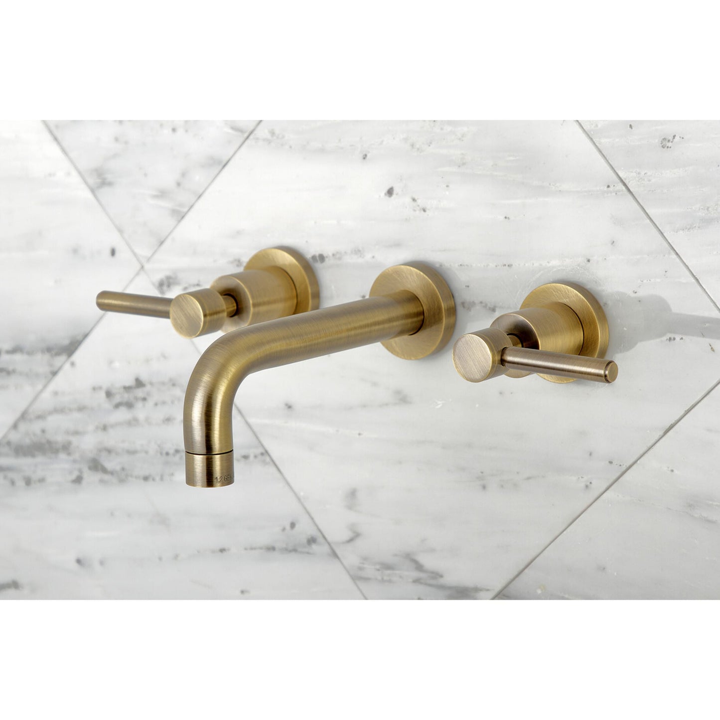 Kingston Brass Concord Antique brass Wall-mount 2-handle Mid-arc Residential Handle Bathroom Sink Faucet