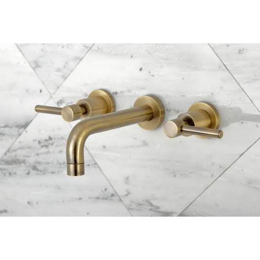 Kingston Brass Concord Antique brass Wall-mount 2-handle Mid-arc Residential Handle Bathroom Sink Faucet