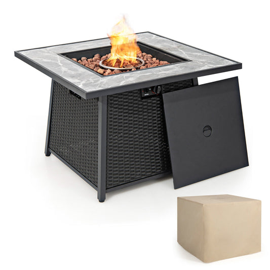  35-in W 50000 Maximum BTUs Steel Square Liquid propane Fire pit table