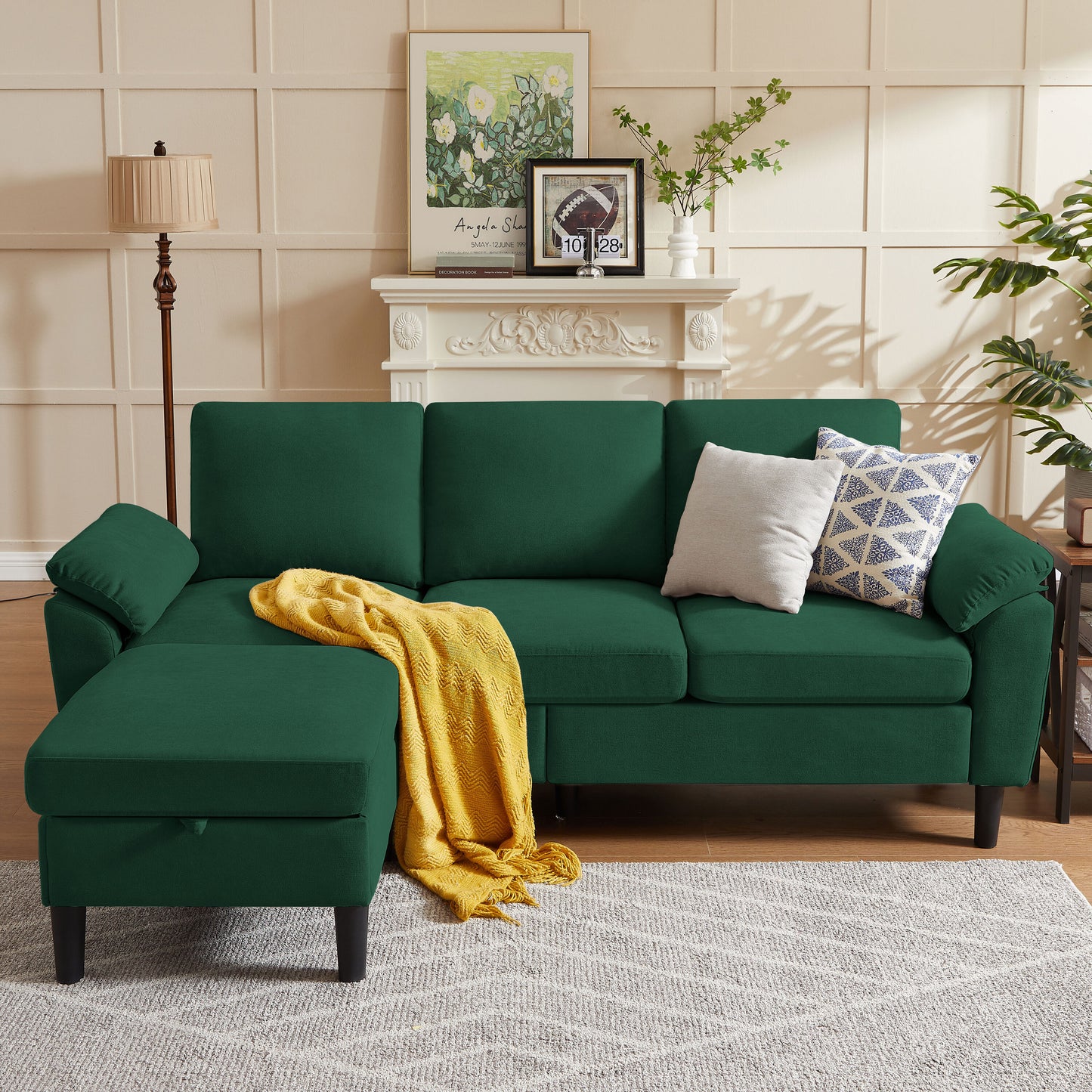 Jarenie YMX31 79.14-in W Modern Green 3-seater Storage Sofa with Slipcover
