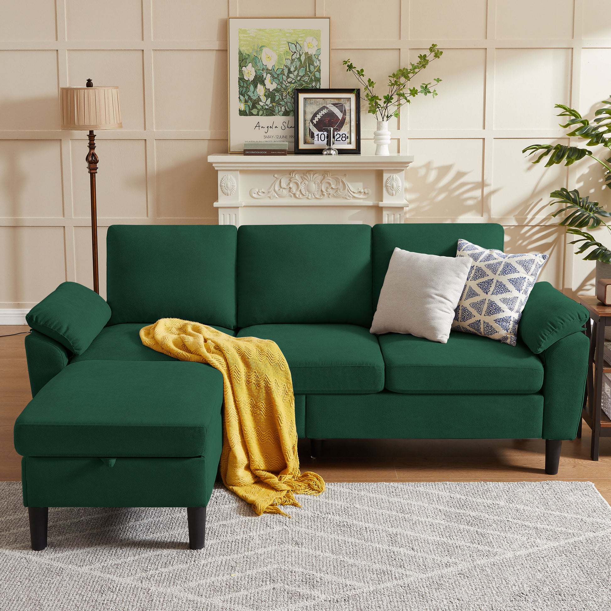 Jarenie YMX31 79.14-in W Modern Green 3-seater Storage Sofa with Slipcover