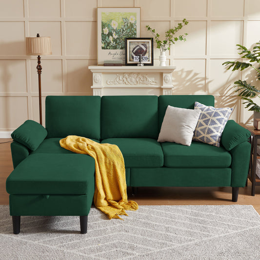 Jarenie YMX31 79.14-in W Modern Green 3-seater Storage Sofa with Slipcover