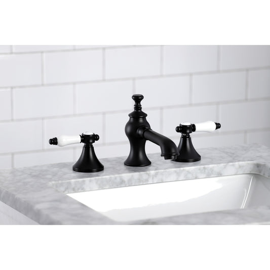 Kingston Brass Bel-Air Matte black Widespread 2-handle Low-arc Residential Handle Bathroom Sink Faucet with Drain