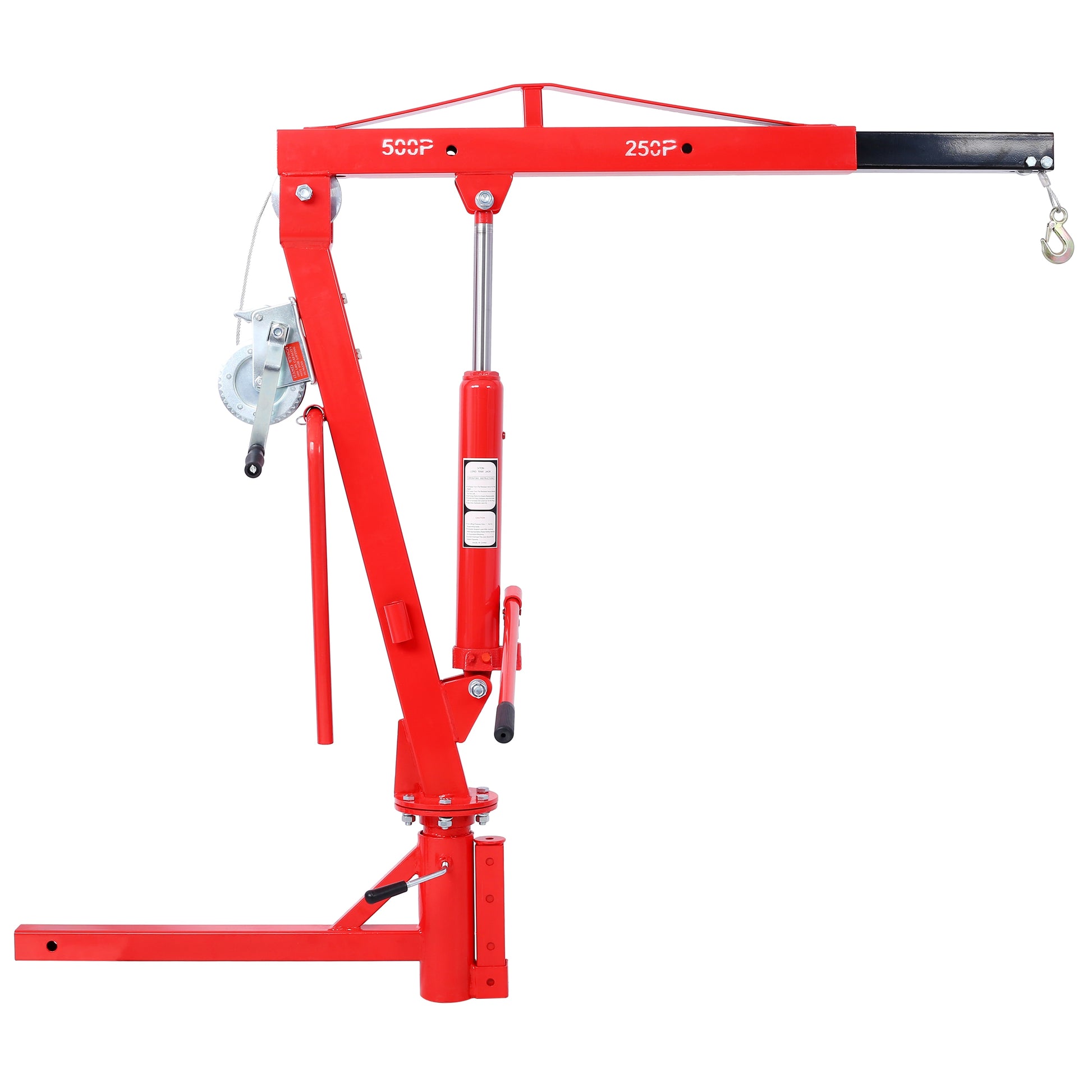 Kahomvis 500Lb Pickup Truck Hydraulic PWC Dock Jib Engine Hoist Crane Hitch Mount Lift 2inch Hitch Mount, Red