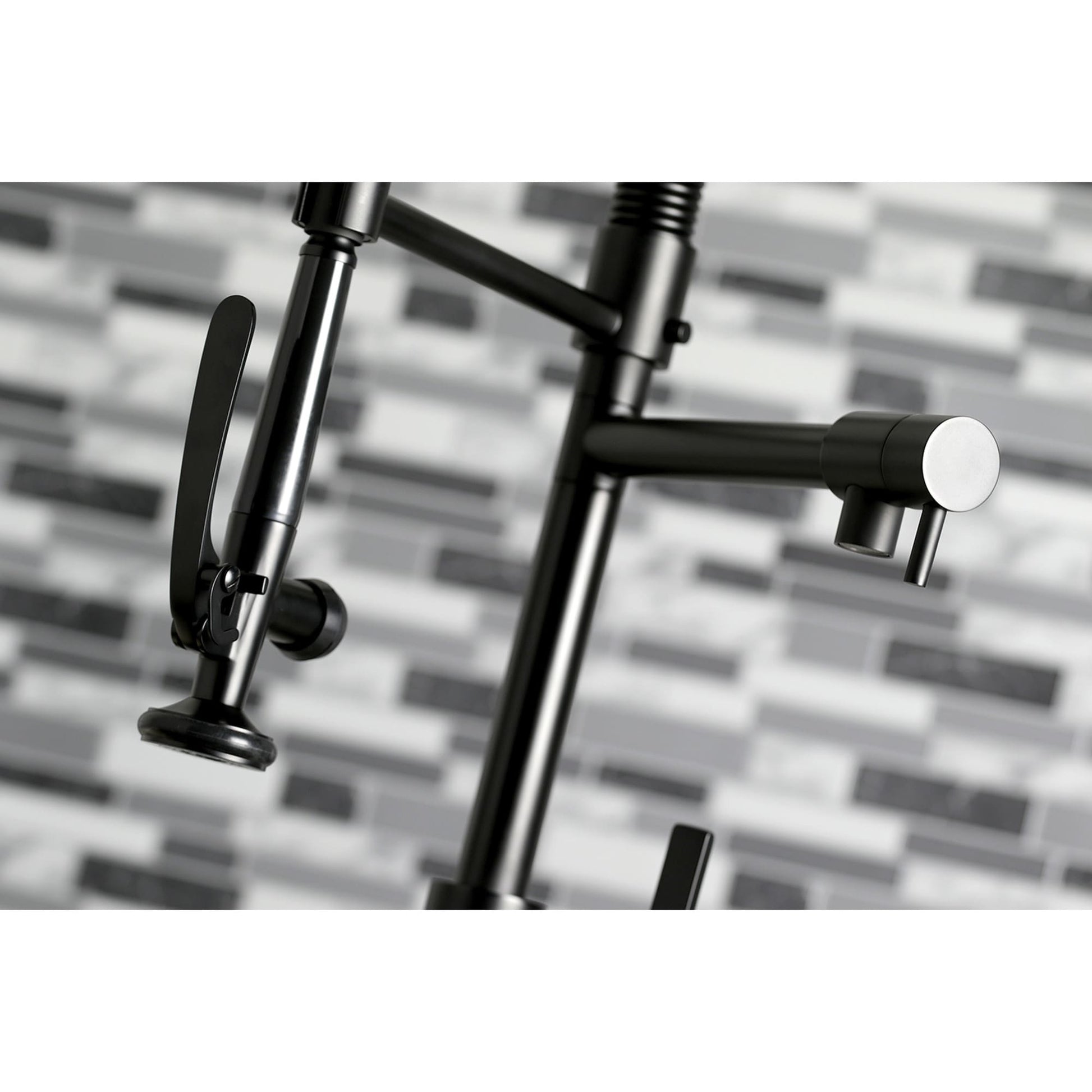 Kingston Brass Continental Matte Black Double Handle Deck-mount Pre-rinse Kitchen Faucet (Includes Deck Plate)