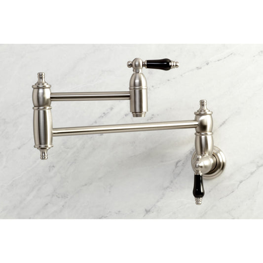 Kingston Brass Duchess Brushed nickel Double Handle Wall-mount Pot Filler Kitchen Faucet with Sprayer