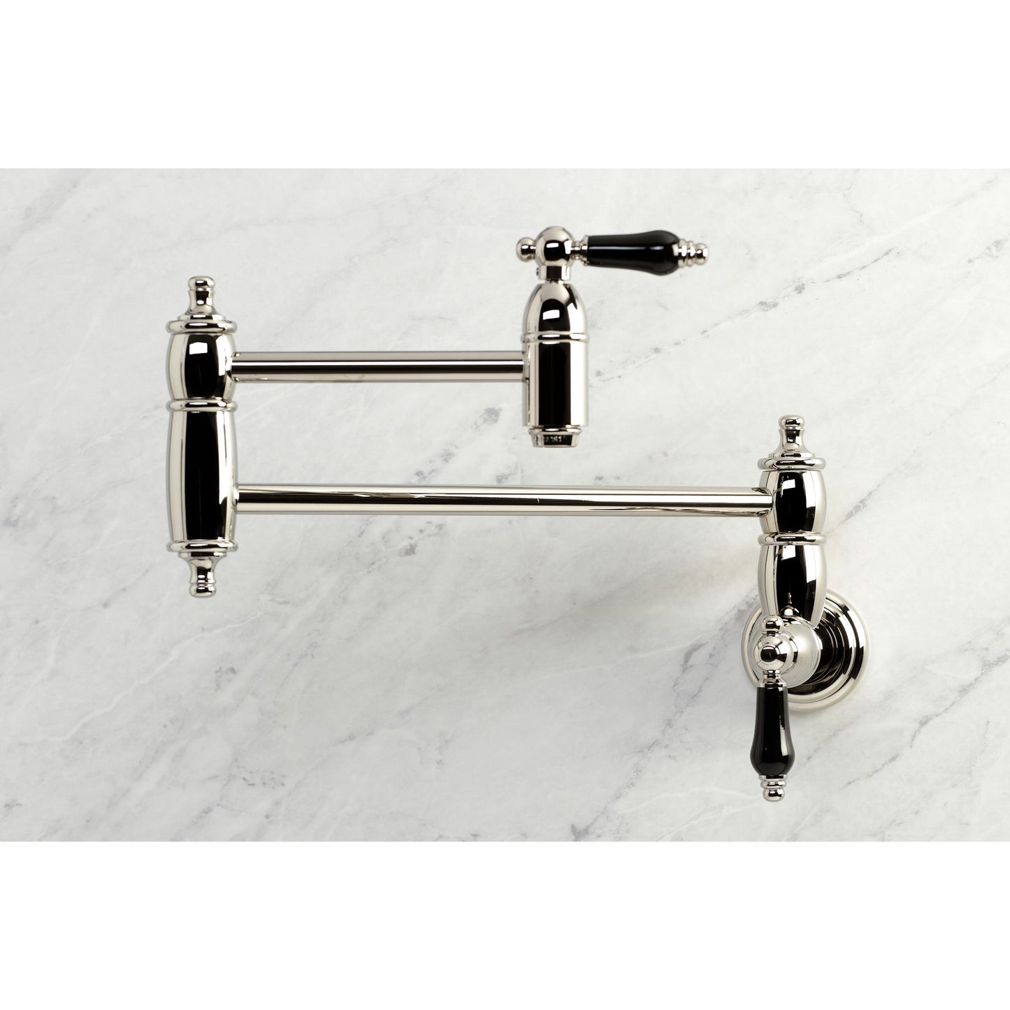Kingston Brass Duchess Polished nickel Double Handle Wall-mount Pot Filler Kitchen Faucet with Sprayer
