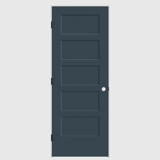 Masonite 32-in x 80-in Slate Solid core 5-panel Right hand Smooth Primed Molded composite Flat Jamb Single Prehung Interior Door with