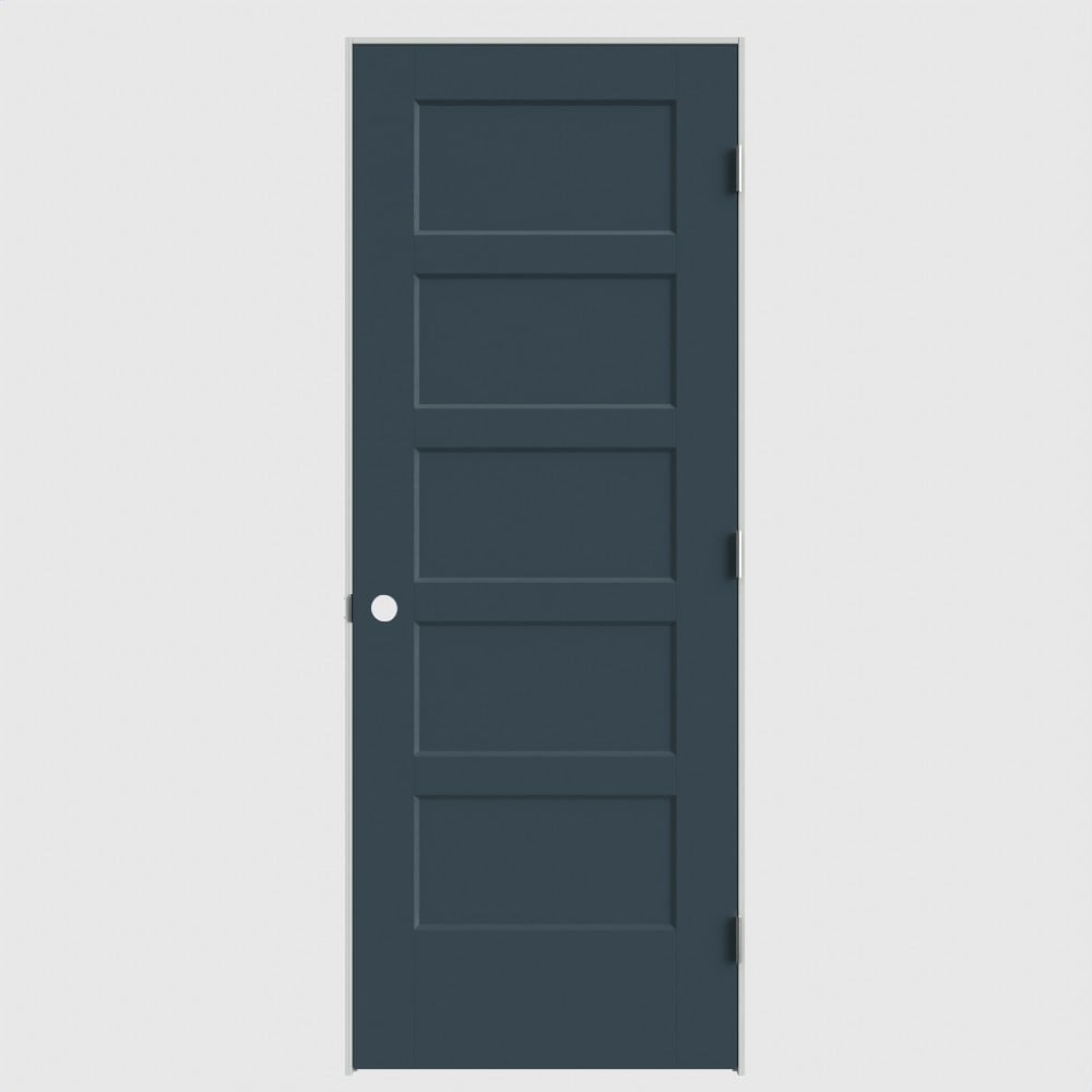 Masonite 30-in x 80-in Slate Solid core 5-panel Left hand Smooth Primed Molded composite Flat Jamb Single Prehung Interior Door