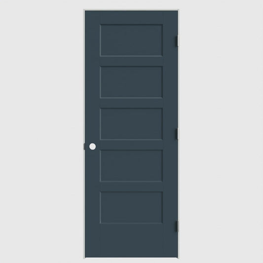 Masonite 30-in x 80-in Slate Solid core 5-panel Left hand Smooth Primed Molded composite Flat Jamb Single Prehung Interior Door