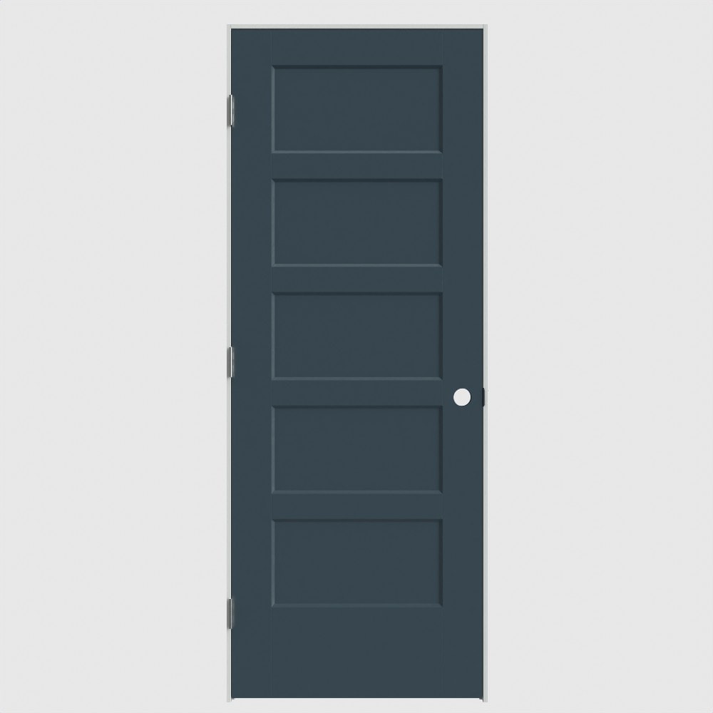Masonite 30-in x 80-in Slate Solid core 5-panel Right hand Smooth Primed Molded composite Flat Jamb Single Prehung Interior Door with