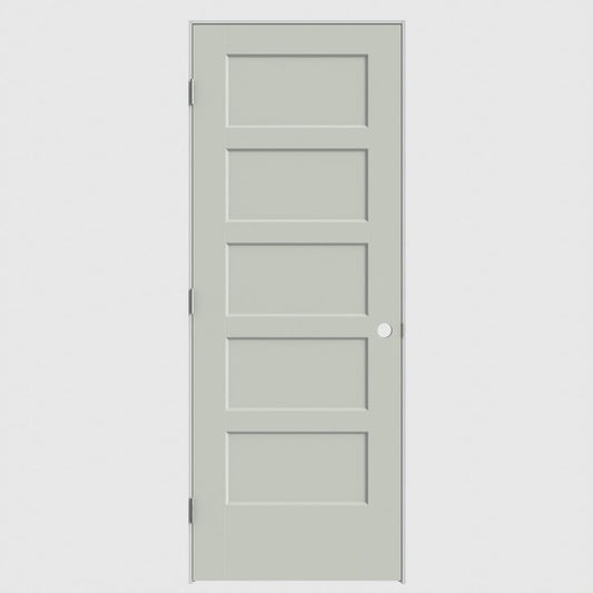 Masonite 32-in x 80-in White Solid core 5-panel Right hand Smooth Prefinished Molded composite Flat Jamb Single Prehung Interior Door with