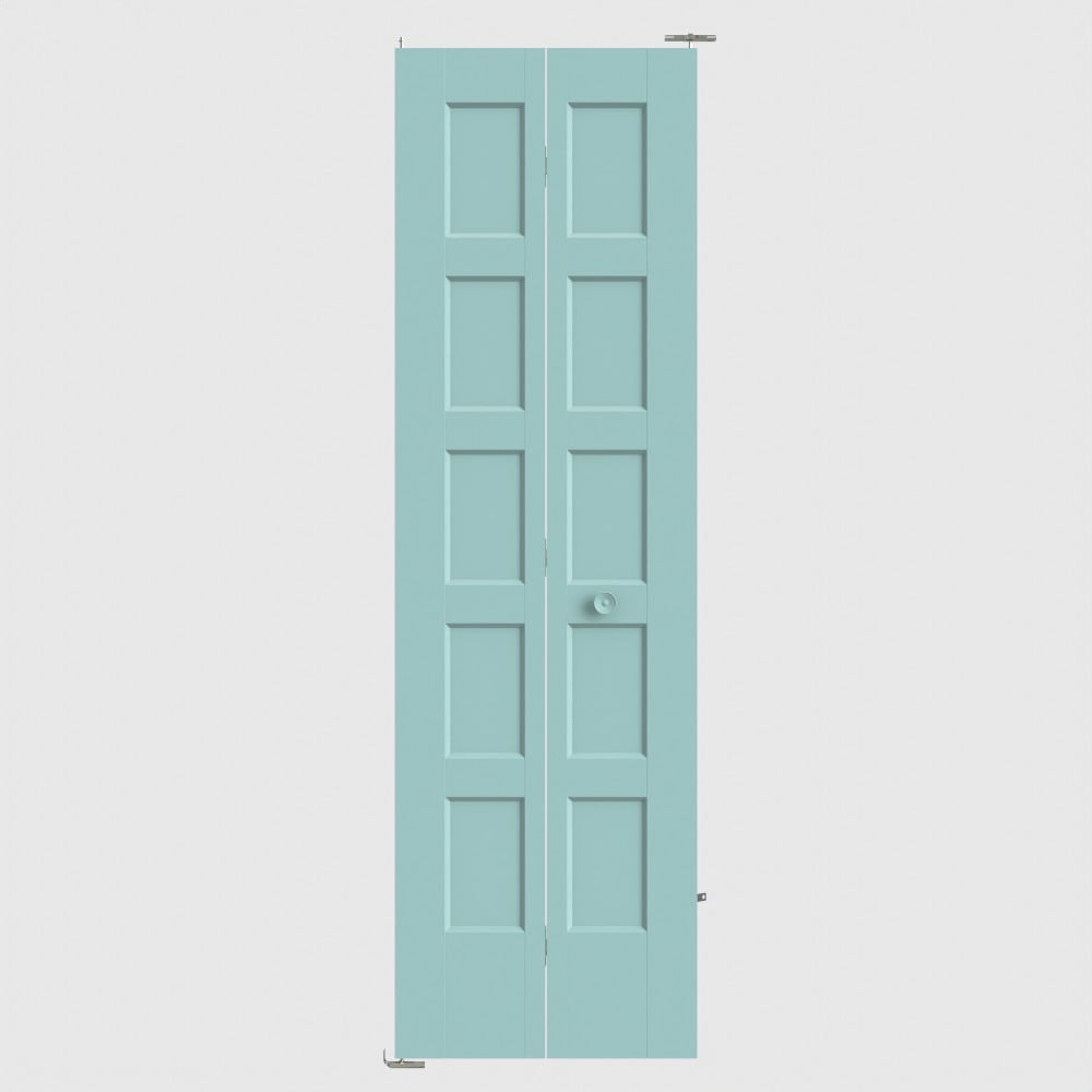 Masonite Bayshore 30-in x 80-in Seamist 5-panel Smooth Hollow core Primed Molded composite Closet Bifold Door ( Hardware Included )