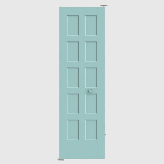Masonite Bayshore 30-in x 80-in Seamist 5-panel Smooth Hollow core Primed Molded composite Closet Bifold Door ( Hardware Included )
