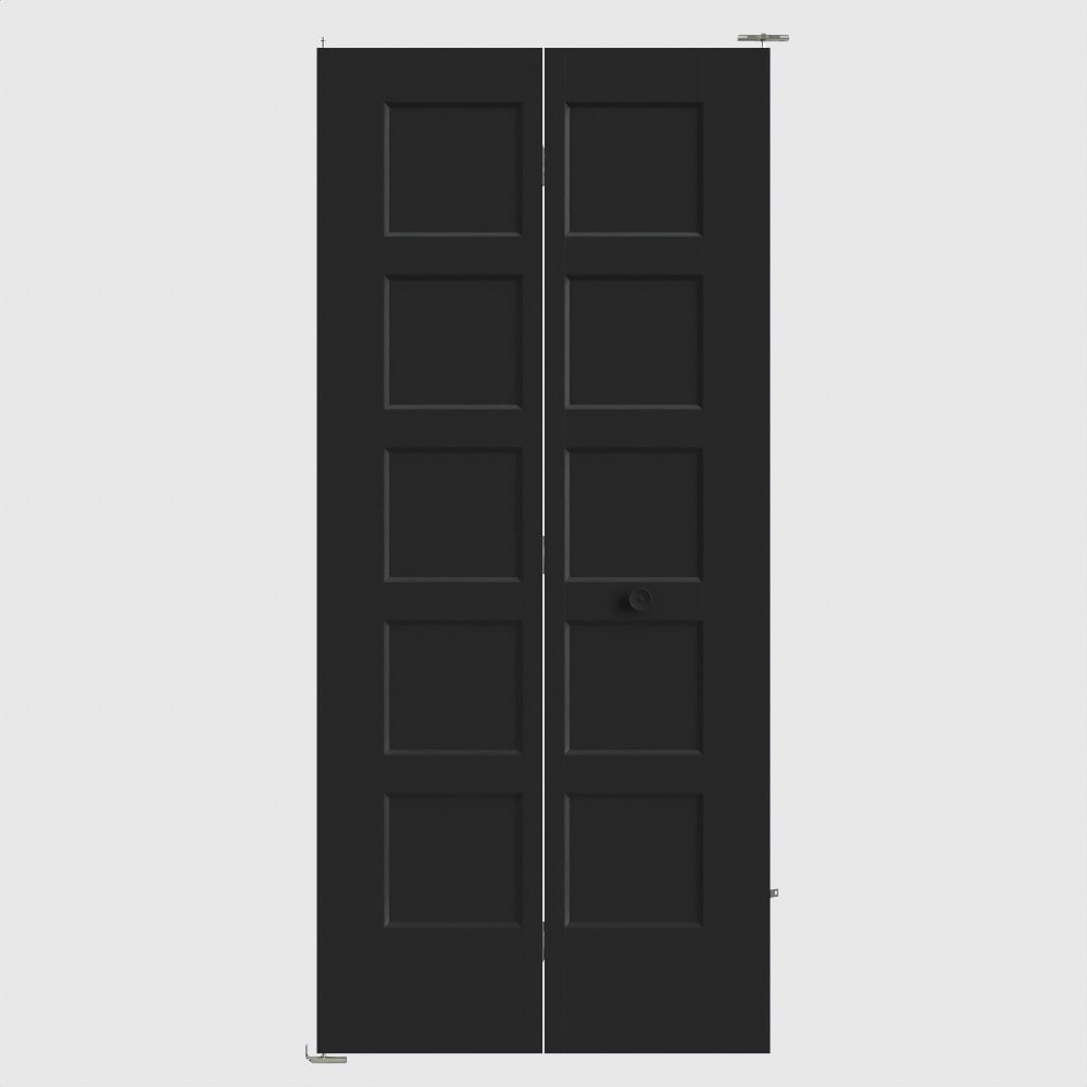 Masonite Bayshore 36-in x 80-in Midnight 5-panel Smooth Hollow core Primed Molded composite Closet Bifold Door