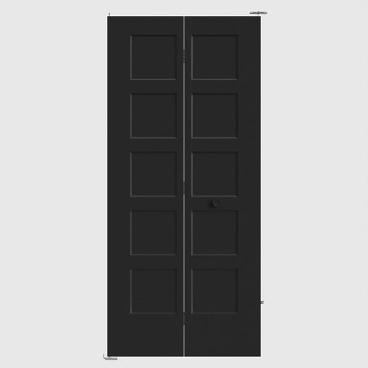 Masonite Bayshore 36-in x 80-in Midnight 5-panel Smooth Hollow core Primed Molded composite Closet Bifold Door