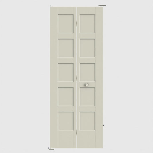 Masonite Bayshore 36-in x 80-in Moonglow 5-panel Smooth Hollow core Primed Molded composite Closet Bifold Door ( Hardware Included )