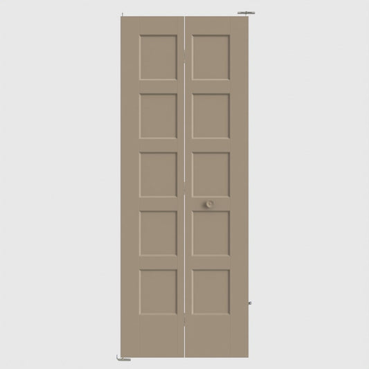 Masonite Bayshore 36-in x 80-in Sandpiper 5-panel Smooth Hollow core Primed Molded composite Closet Bifold Door ( Hardware Included )