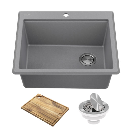 Kraus Bellucci Drop-in 25-in x 22-in Granite Single bowl Workstation Kitchen Sink
